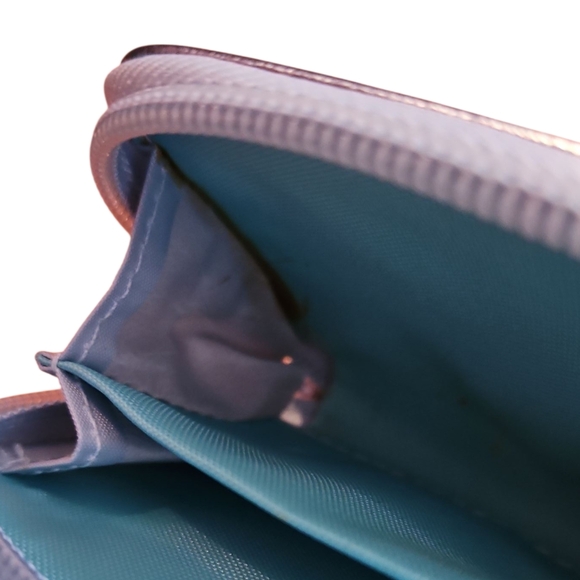 Metallic Blue Wallet With Coin Pouch, Card Holders, Tri-fold - Picture 4 of 11